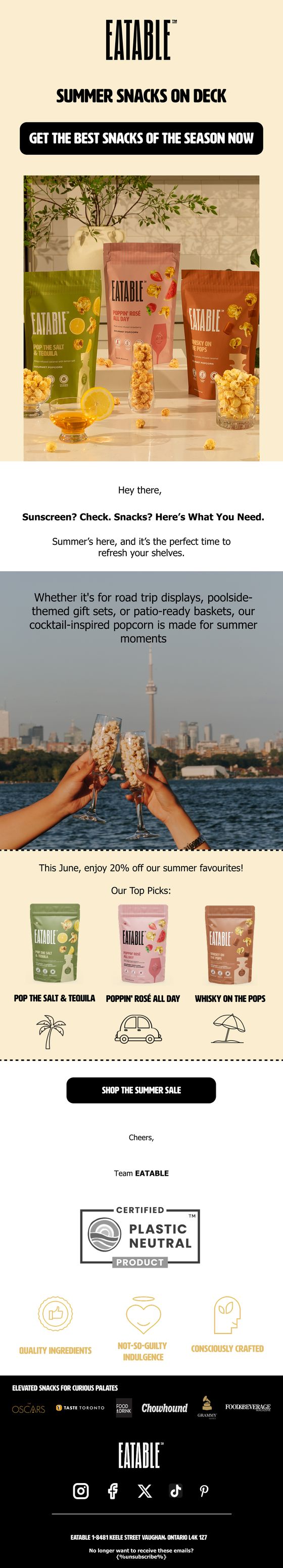 Summer Snack Guide email for EATABLE