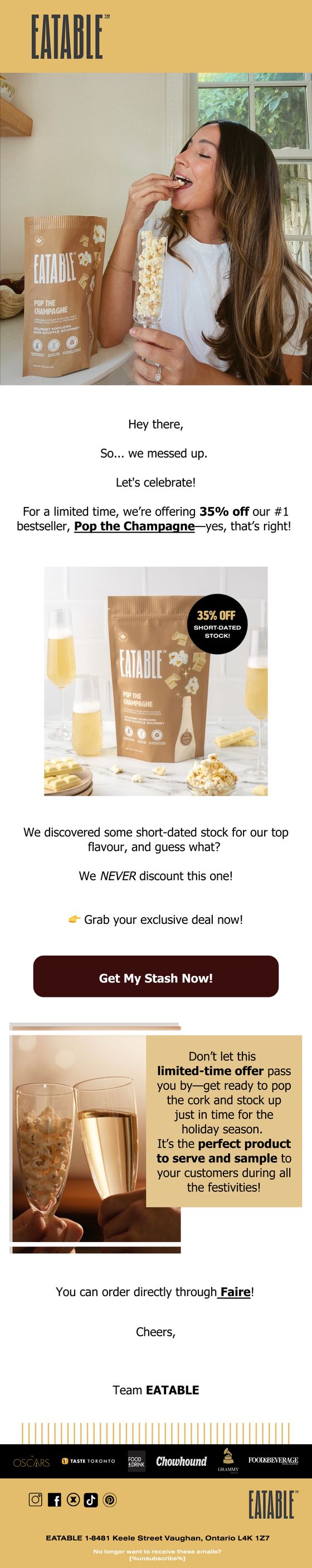 High-Volume Wholesale Pricing email for EATABLE
