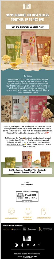 Summer Best Sellers Bundle email for EATABLE