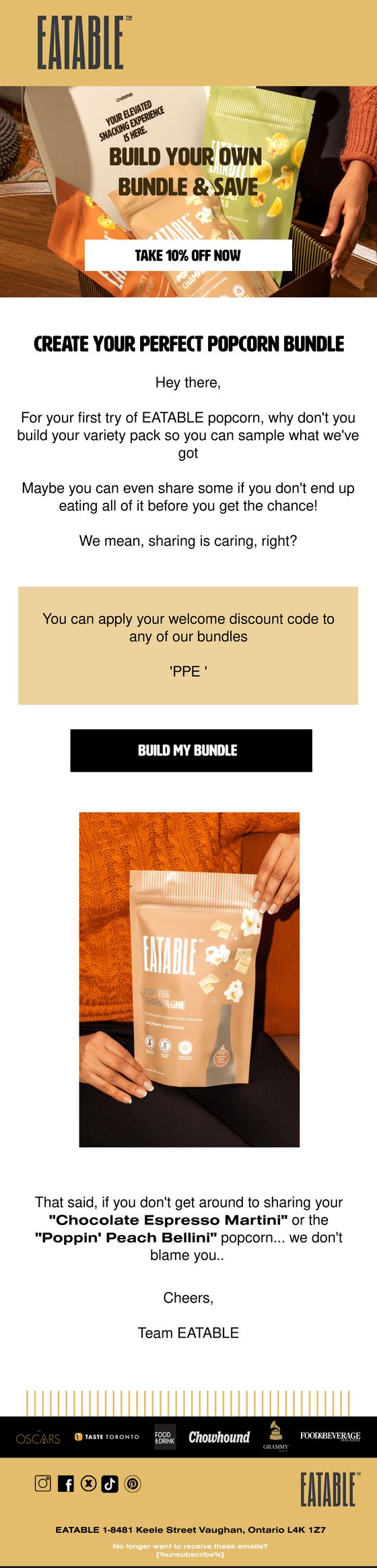 Elevated Snacking Experience email for EATABLE