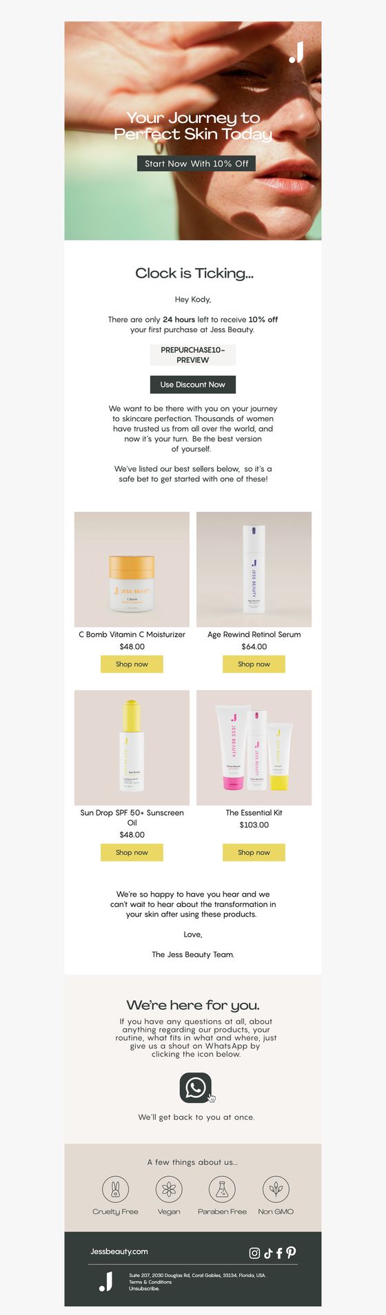 VIP Community Rituals email for Jess Beauty
