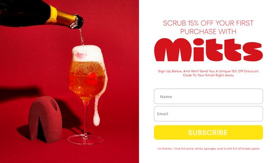 Scrub 15% Off Your First Purchase email for Mitts