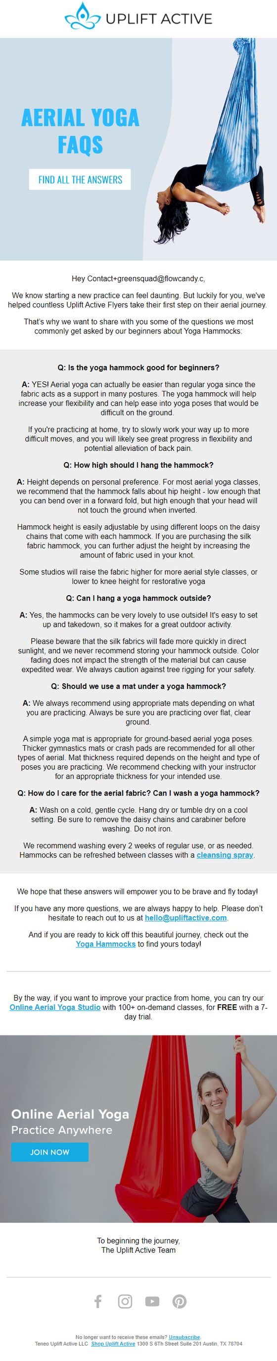 Studio Aerial Rigging & Equipment email for Uplift Active