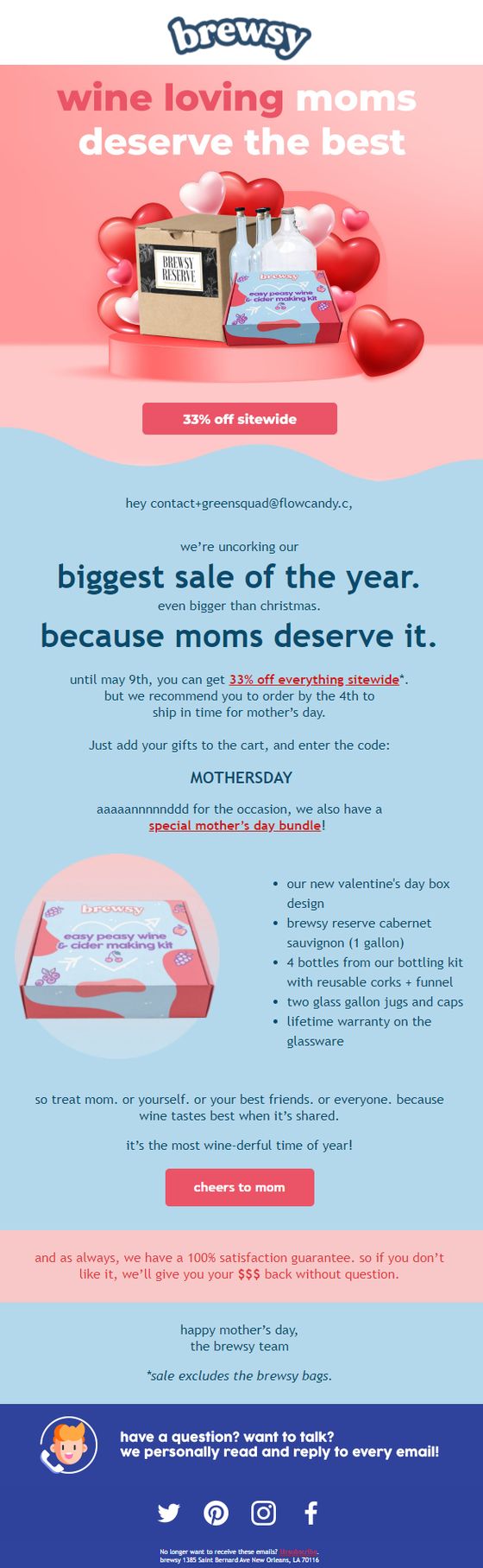 Mothers Day email for Various